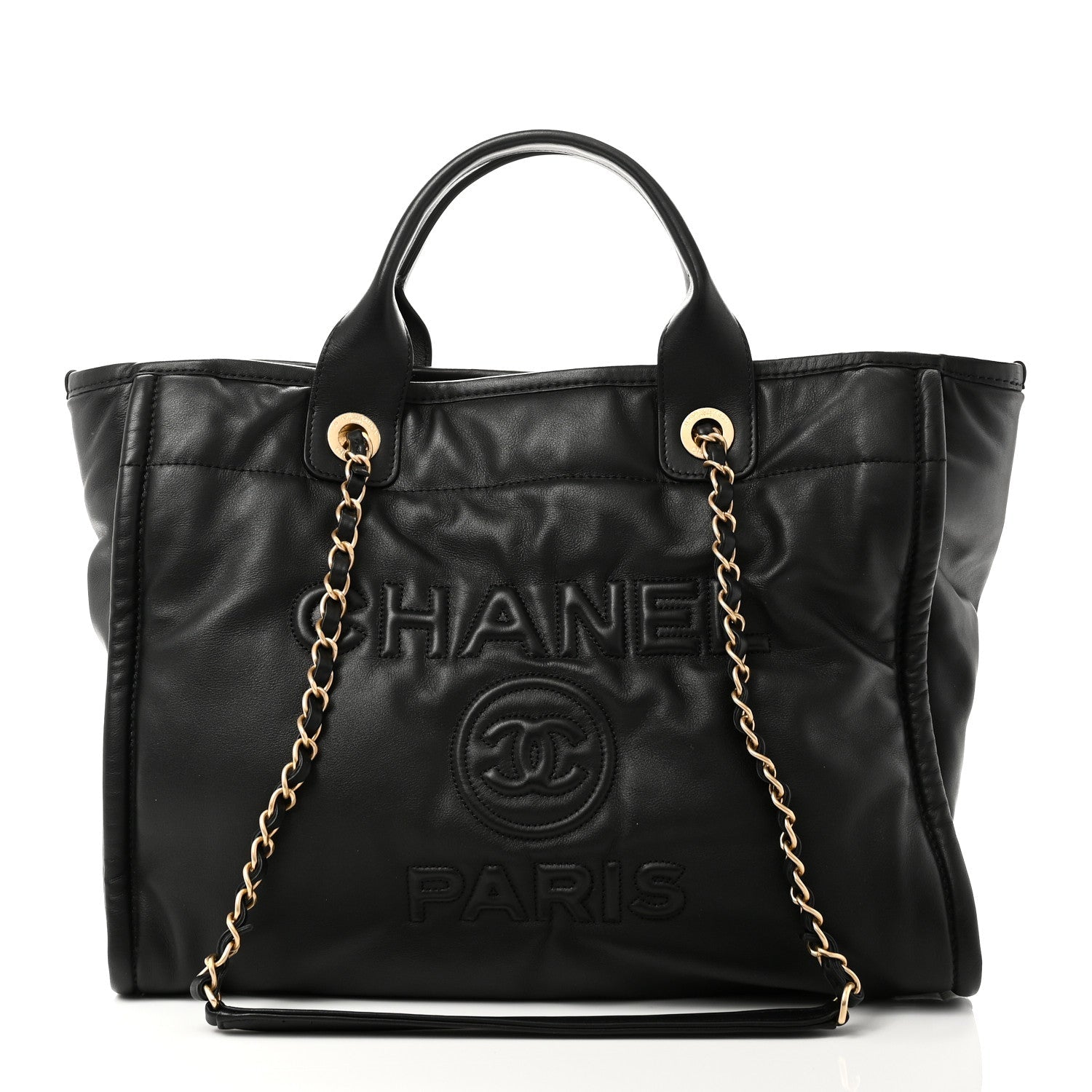 Calfskin Small Deauville Tote Black