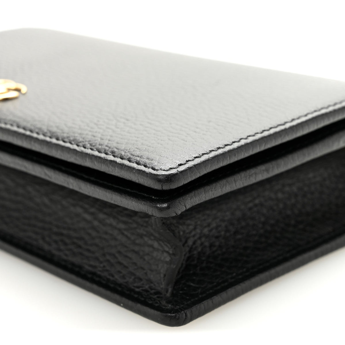 Calfskin Mini GG Marmont Chain Wallet Black
