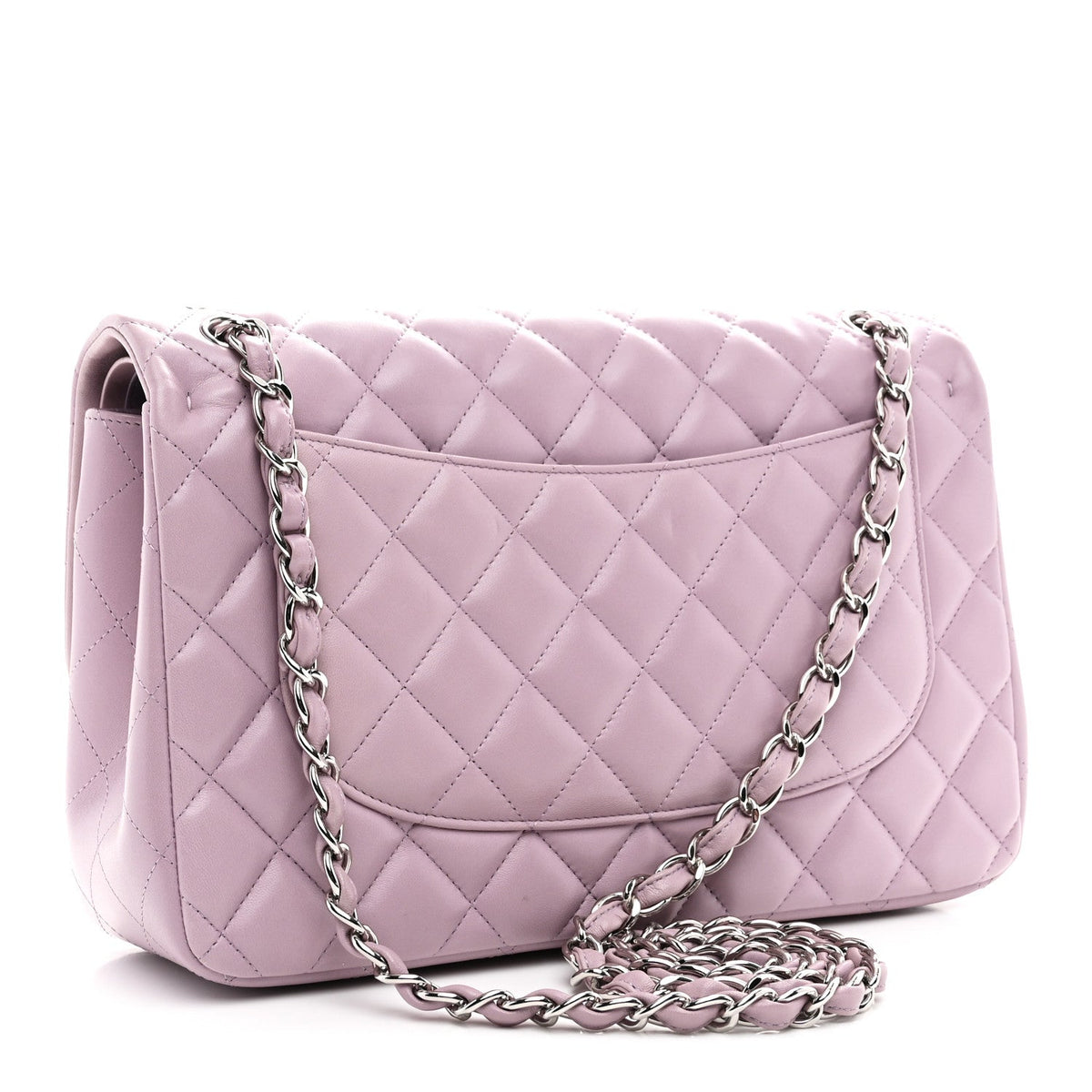 Lambskin Quilted Jumbo Double Flap Light Purple