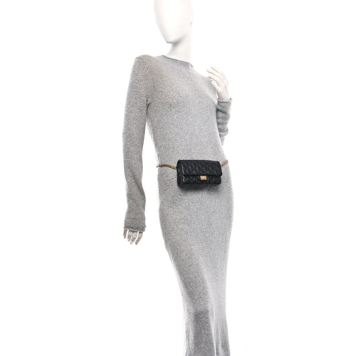 Aged Calfskin Quilted 2.55 Reissue Flap Belt Bag Clutch Black