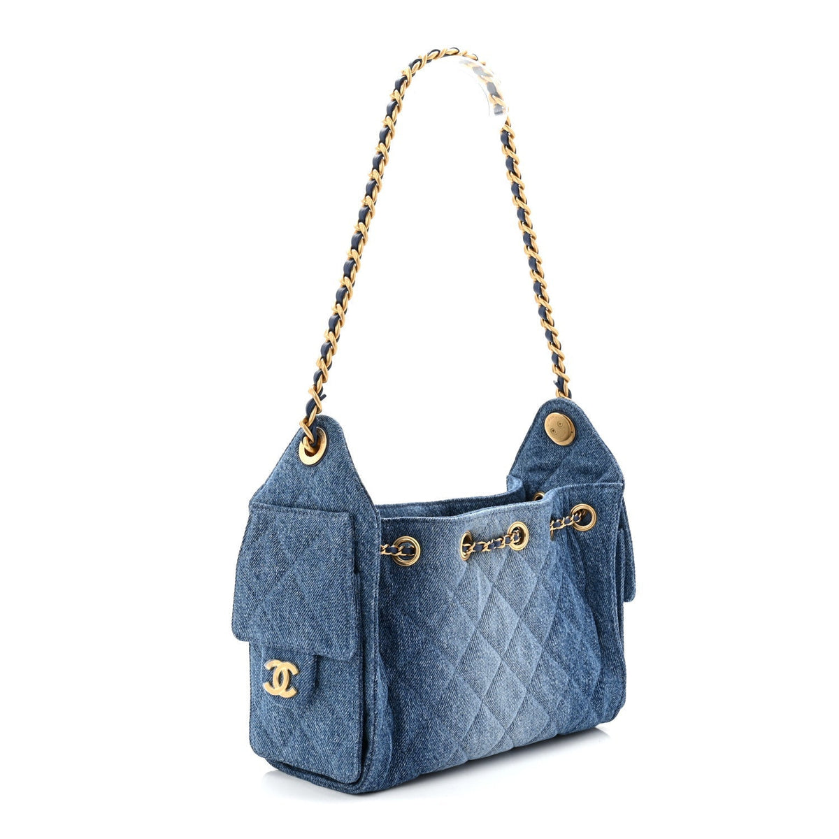Washed Denim Quilted Mini Chanel 25 Handbag Blue