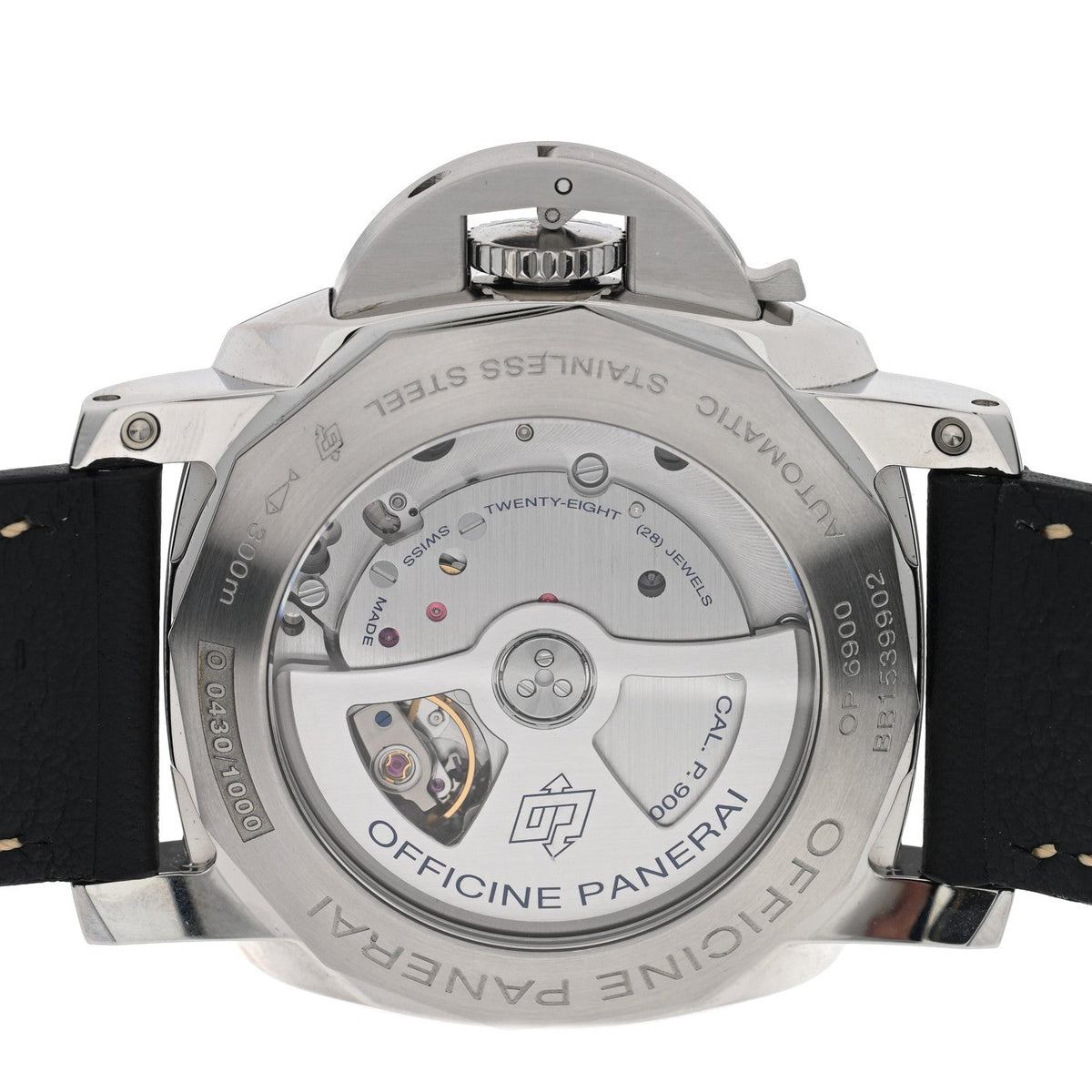 Stainless Steel Calfskin 44mm Luminor 1950 Fu Automatic Watch Black PAM00498