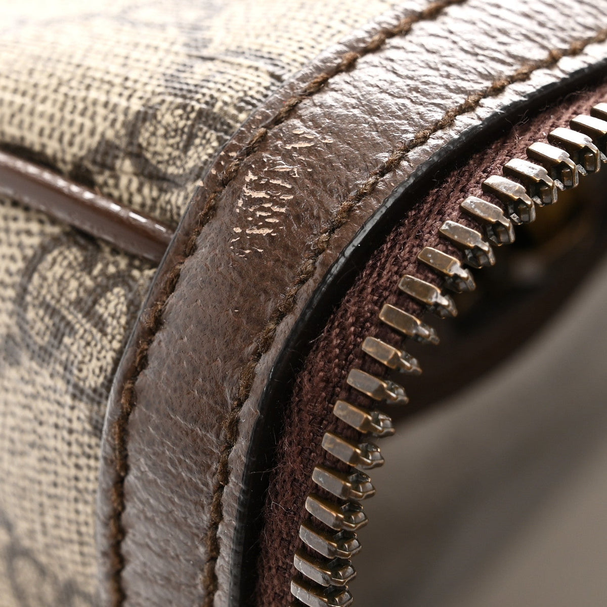 GG Supreme Monogram Textured Dollar Calfskin Web Medium Ophidia Carry-On Duffle Bag Beige Ebony New Acero