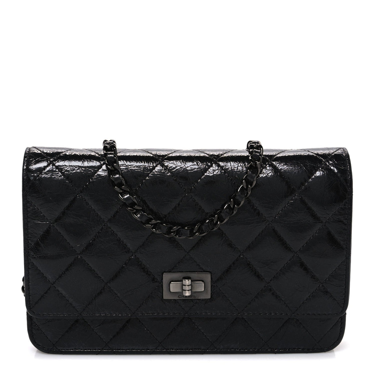 Glazed Aged Calfskin Reissue Wallet On Chain WOC So Black