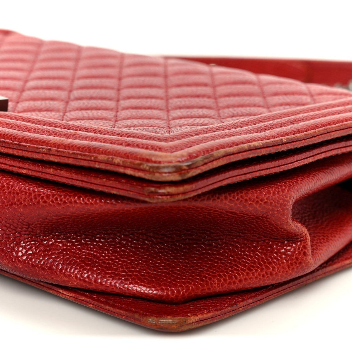 Caviar Quilted New Medium Boy Flap Dark Red