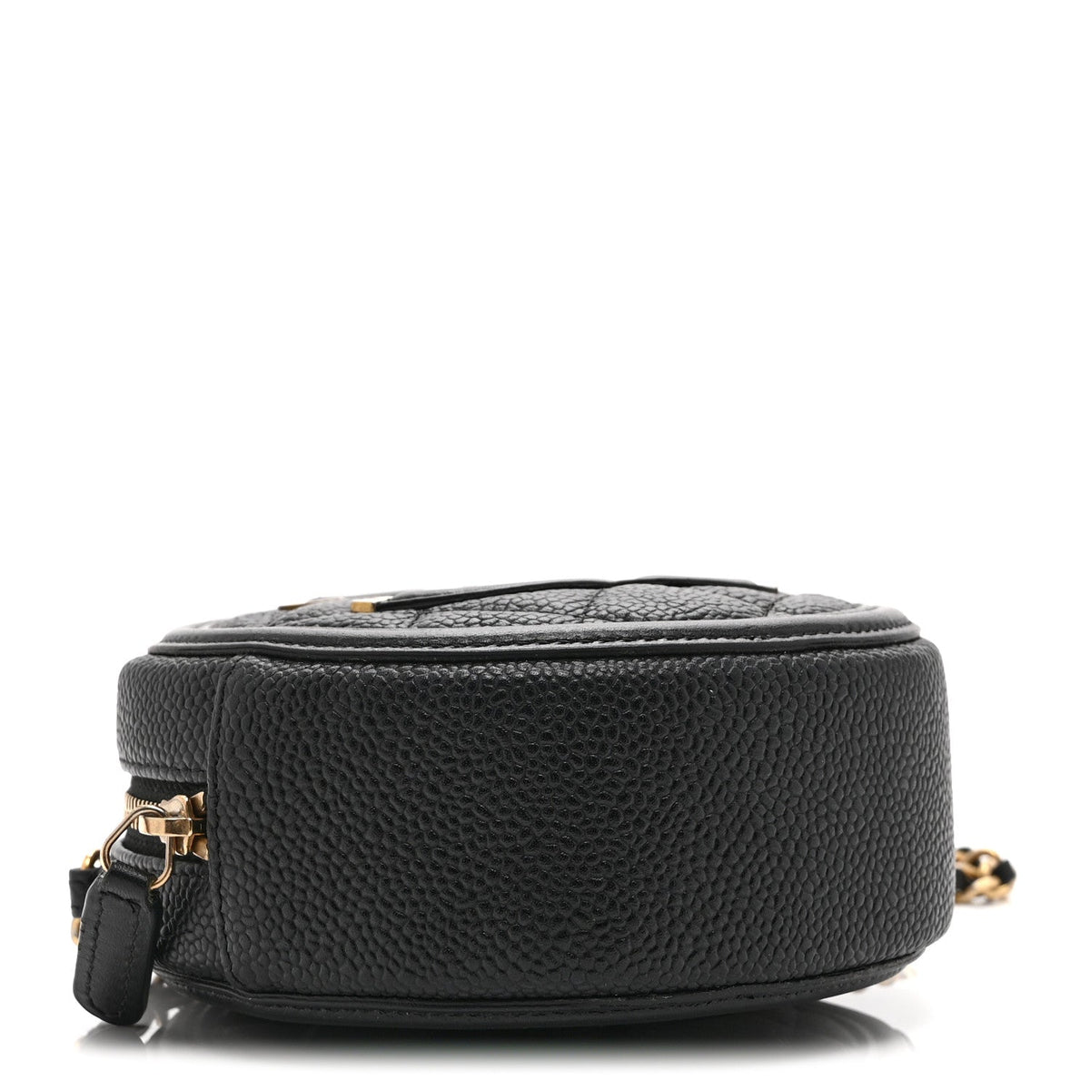 Caviar Quilted Round Filigree Crossbody Black