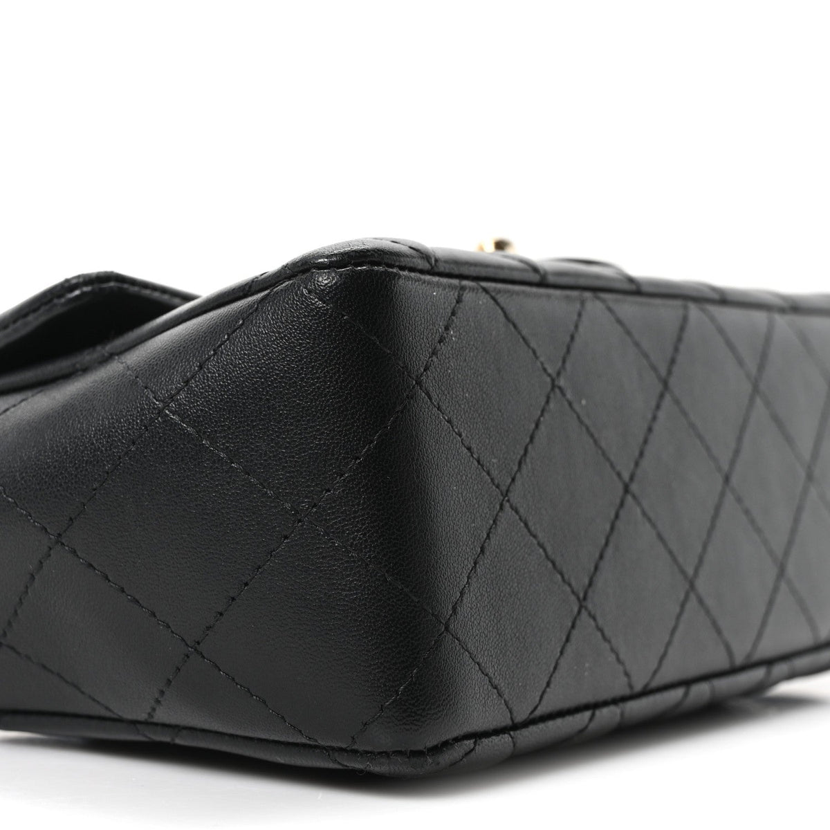 Lambskin Quilted Mini Rectangular Flap Black