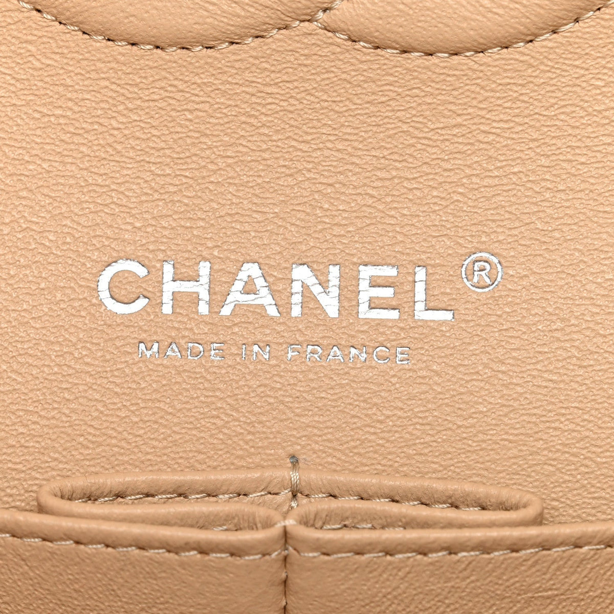 Caviar Quilted Medium Double Flap Beige