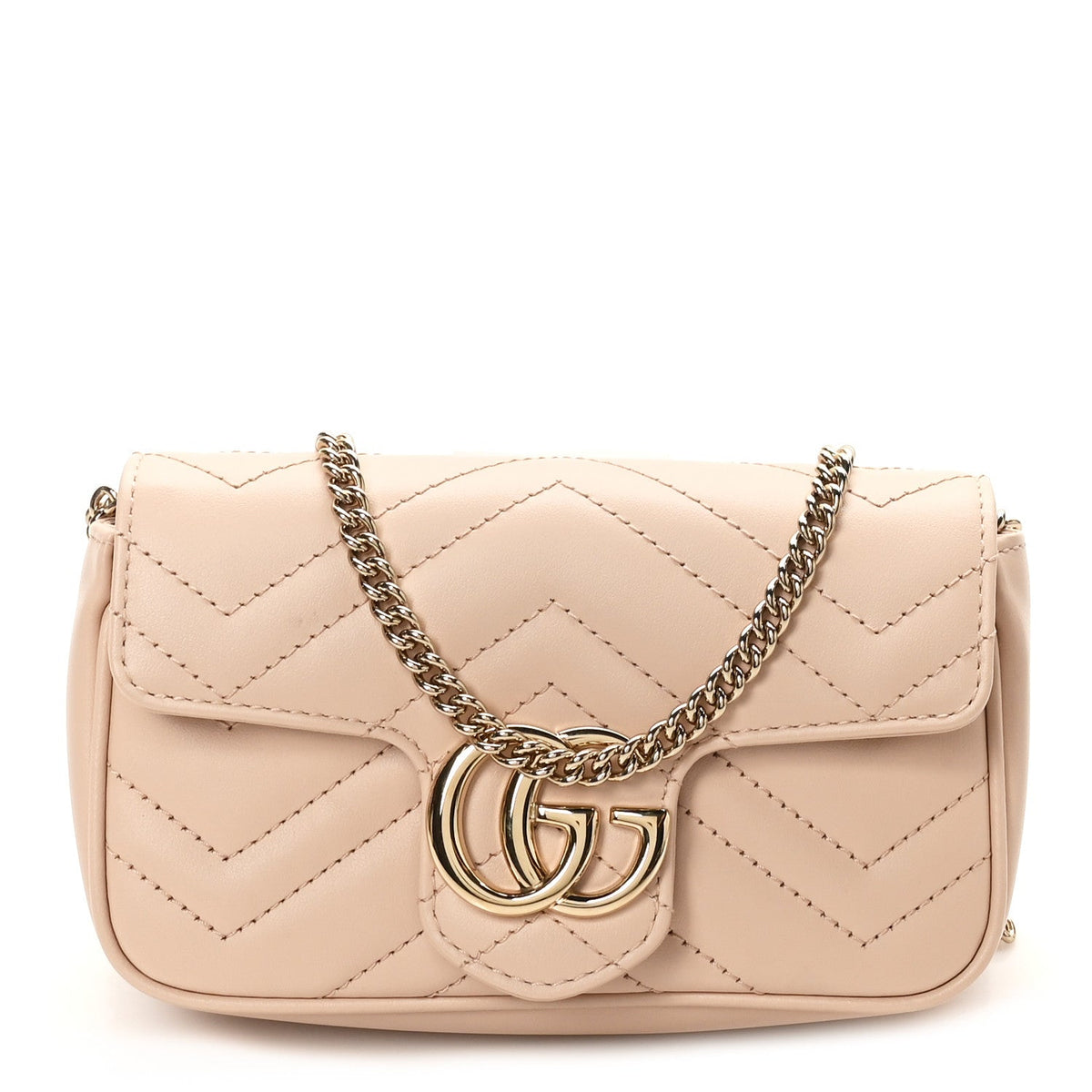 Calfskin Matelasse Super Mini GG Marmont Shoulder Bag Porcelain Rose
