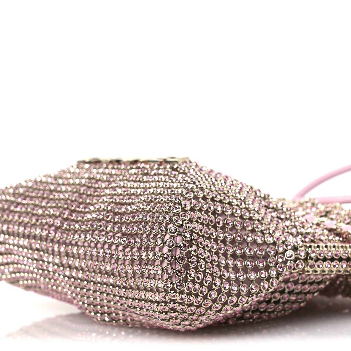 Crystal Embellished Metallic Lambskin Mini Chanel 22 Light Pink