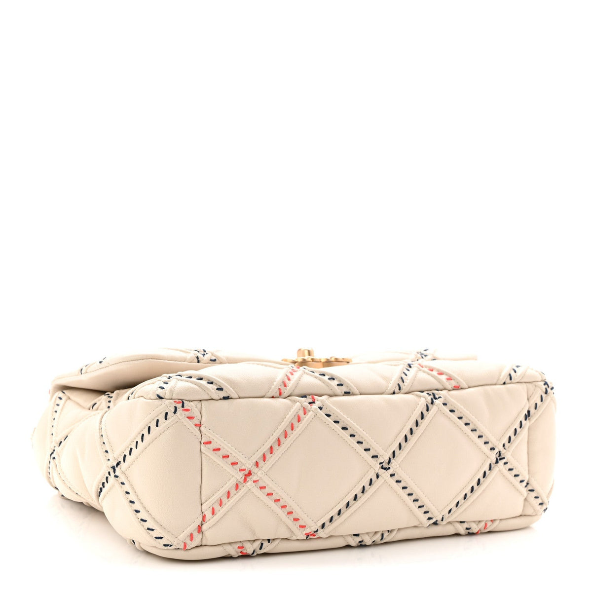 Lambskin Mixed Fibers Quilted Medium Chanel 19 Flap Beige