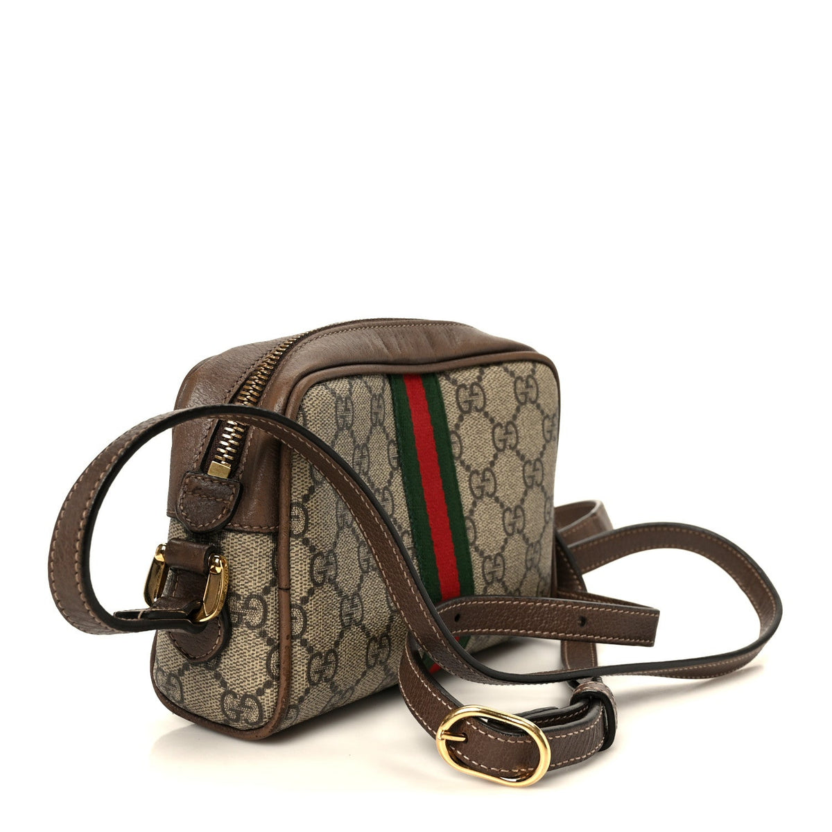 GG Supreme Monogram Web Mini Ophidia Shoulder Bag Brown