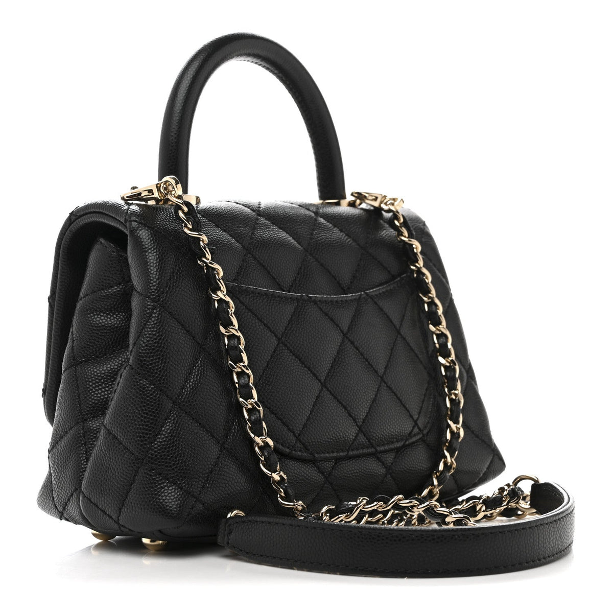 Caviar Quilted Extra Mini Coco Handle Flap Black