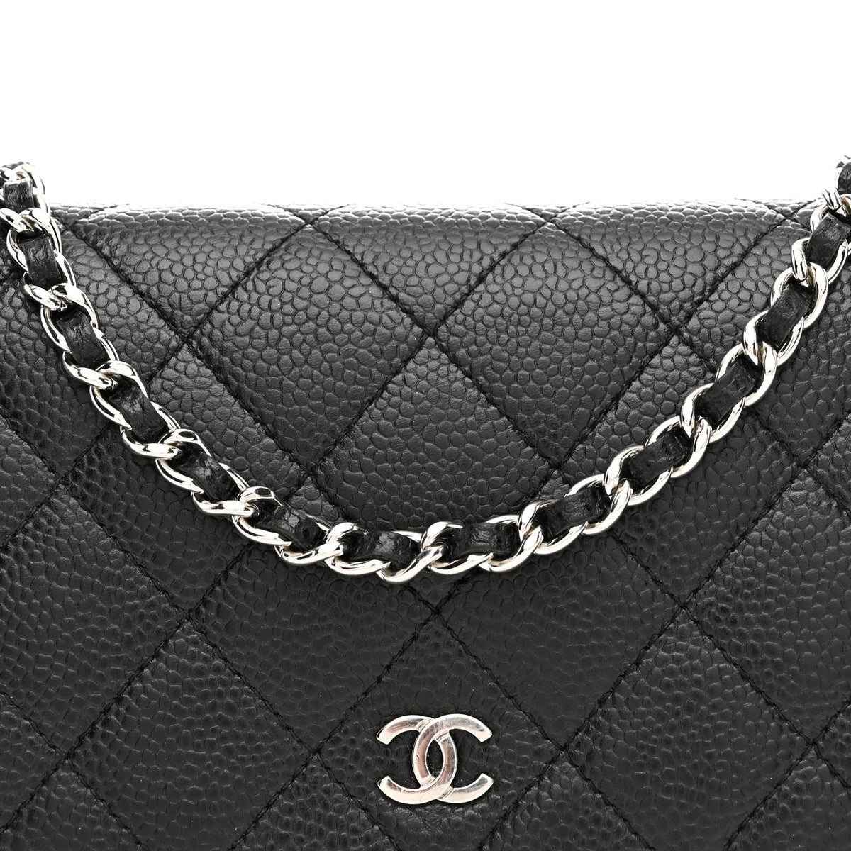 Caviar Quilted Wallet on Chain WOC Black