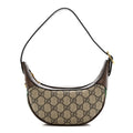 GG Supreme Monogram Textured Calfskin Web Mini Ophidia Half Moon Hobo Beige Ebony New Acero