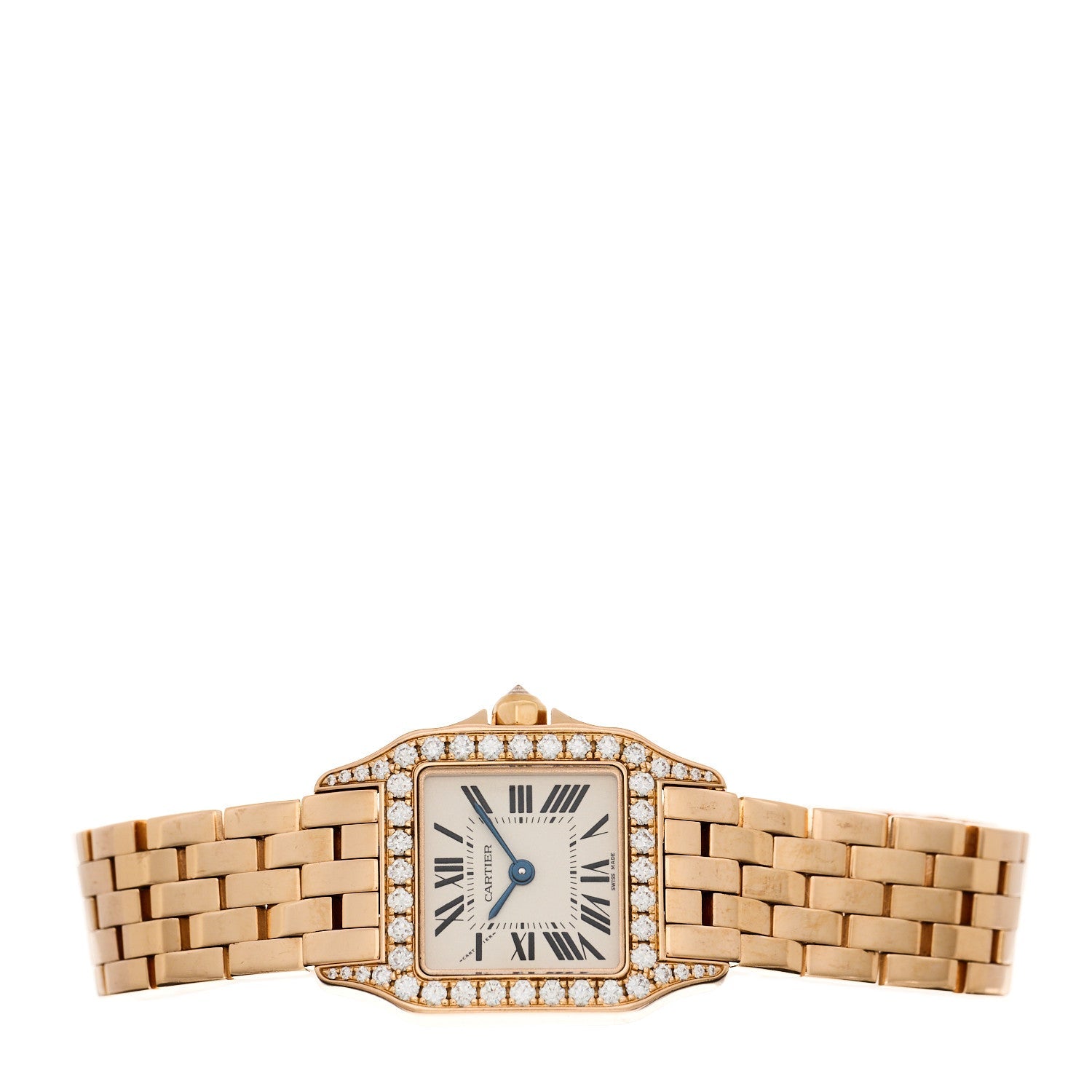 18K Pink Gold Diamond Bezel 20mm Santos Demoiselle Quartz Watch