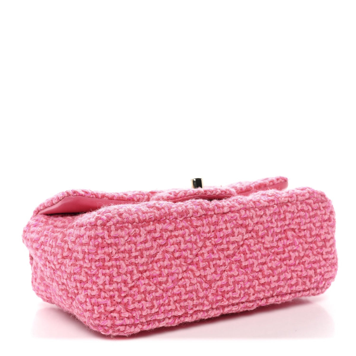 Wool Tweed Quilted Mini Rectangular Flap Dark Pink Fuchsia