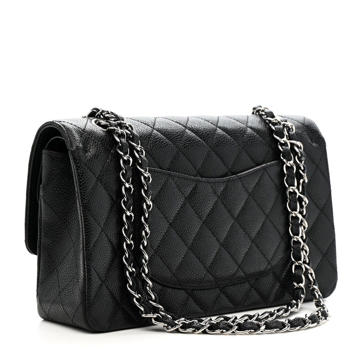 Caviar Quilted Medium Double Flap Black