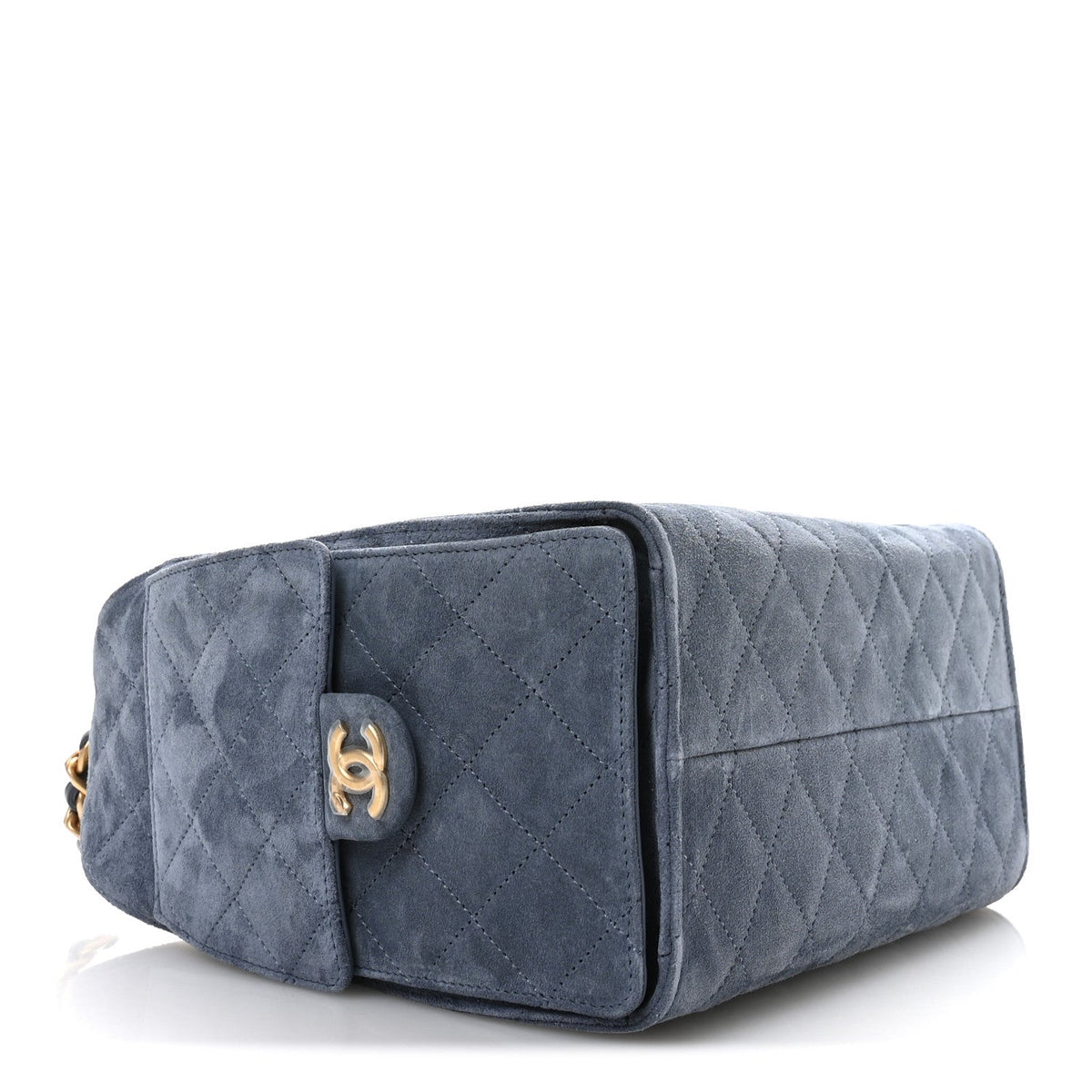 Suede Quilted Small Chanel 25 Handbag Blue
