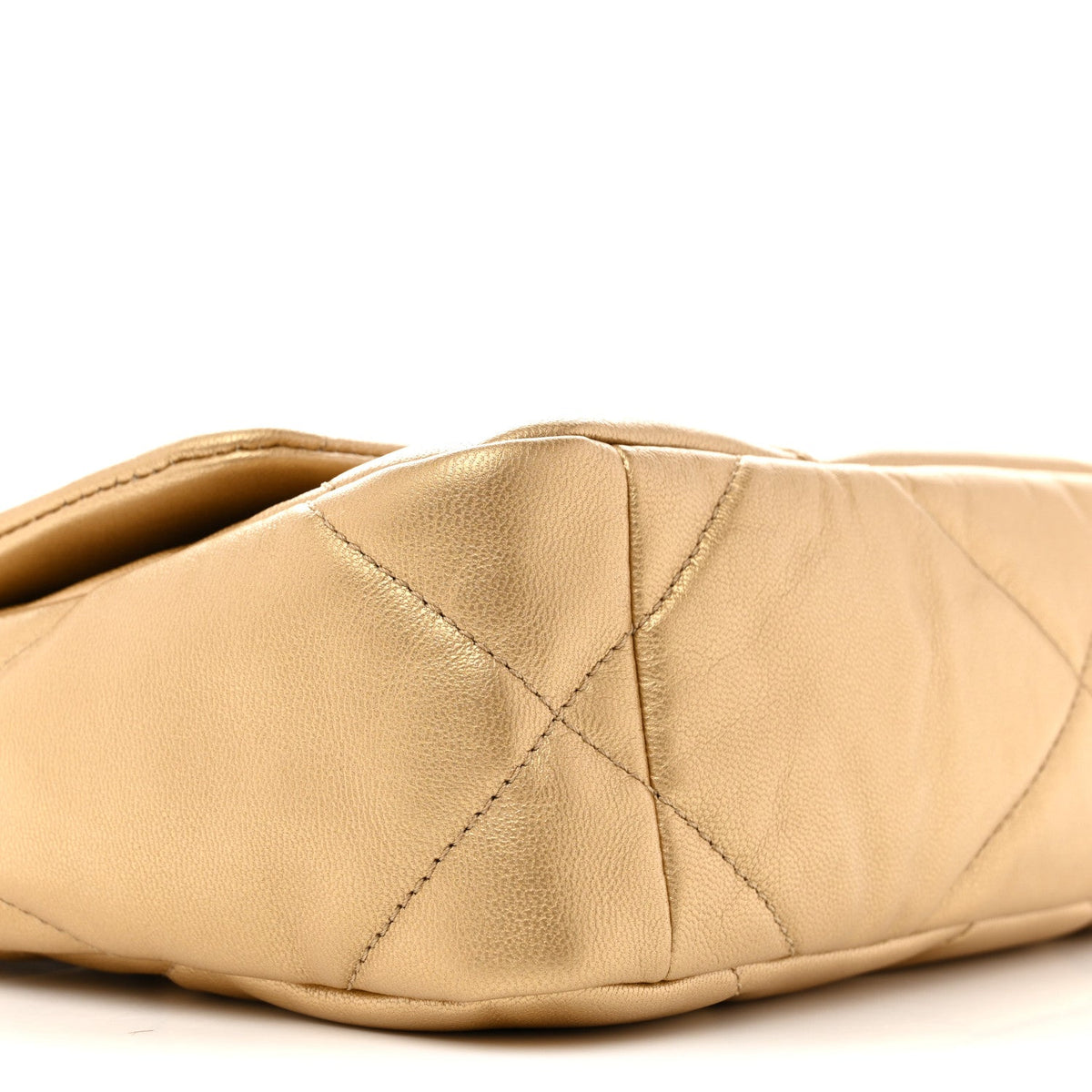 Metallic Goatskin Quilted Medium Chanel 19 Flap Gold
