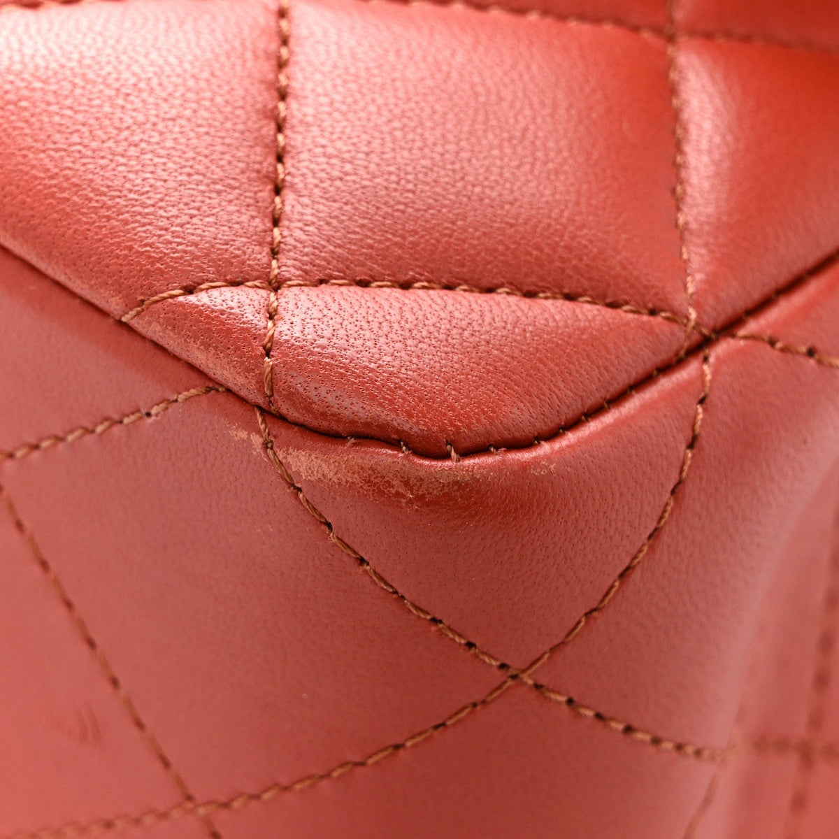 Lambskin Quilted Medium Double Flap Brown