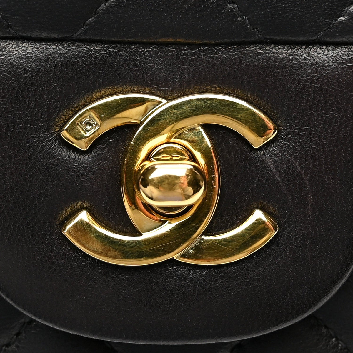 Lambskin Quilted Small Double Flap Black