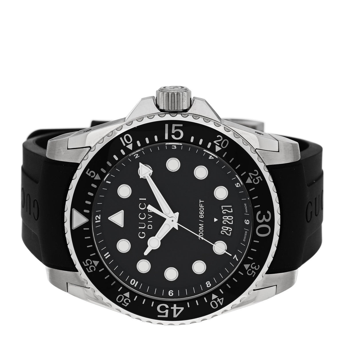 Stainless Steel Rubber 45mm Dive Quartz Watch Black