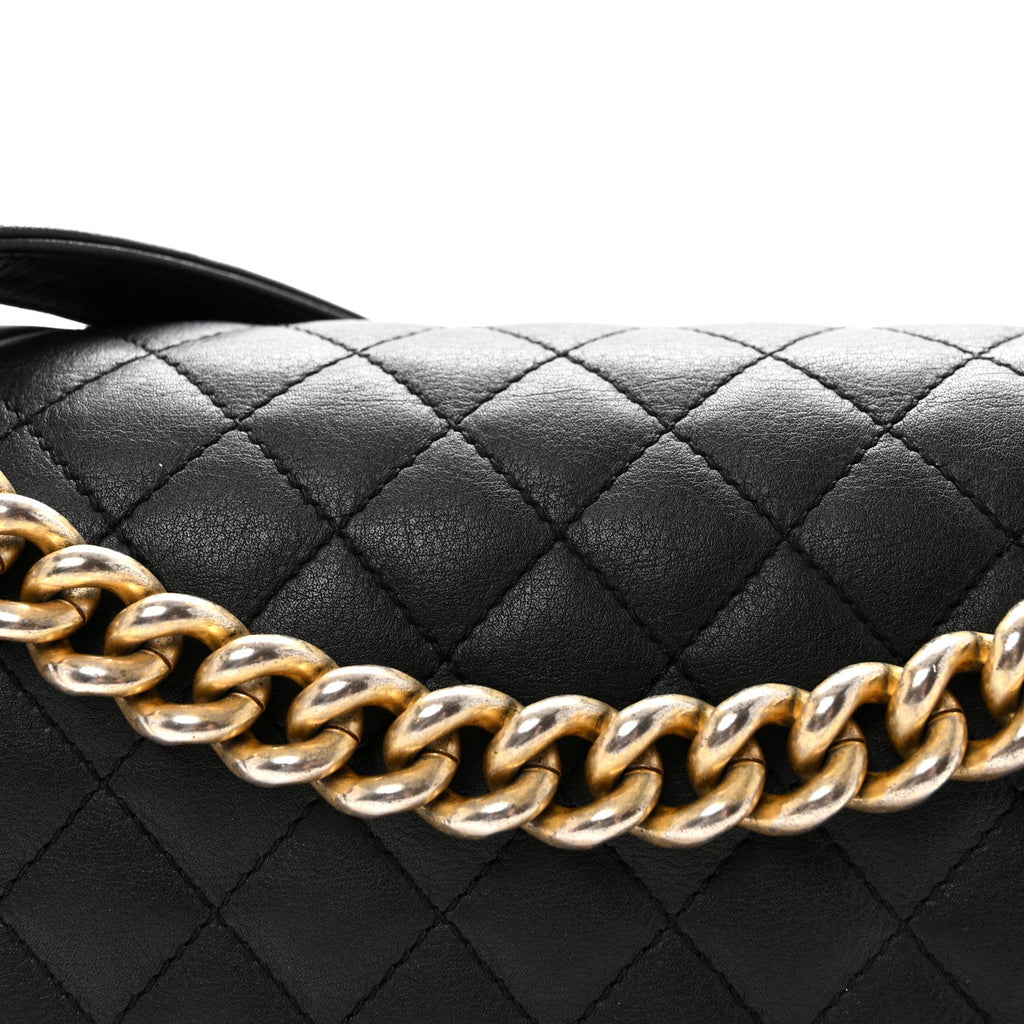 Calfskin Quilted New Medium Boy Flap Black