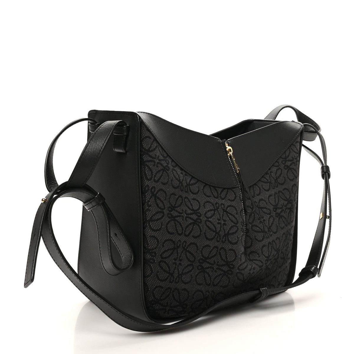 Jacquard Anagram Calfskin Small Hammock Shoulder Bag Black Charcoal