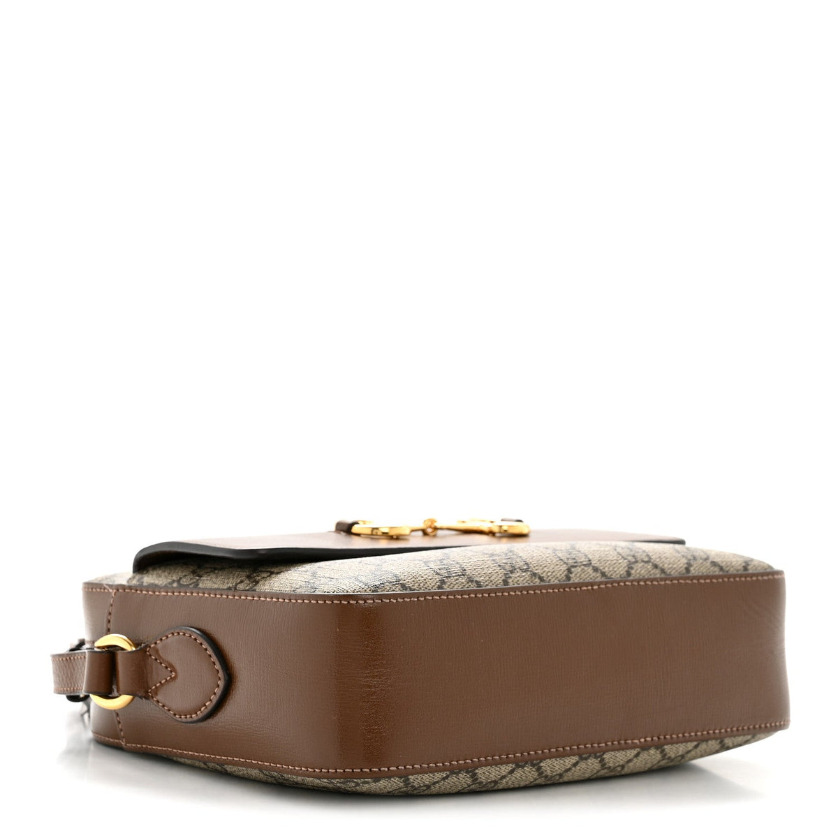 GG Supreme Monogram Small Horsebit 1955 Shoulder Bag Beige Brown Sugar