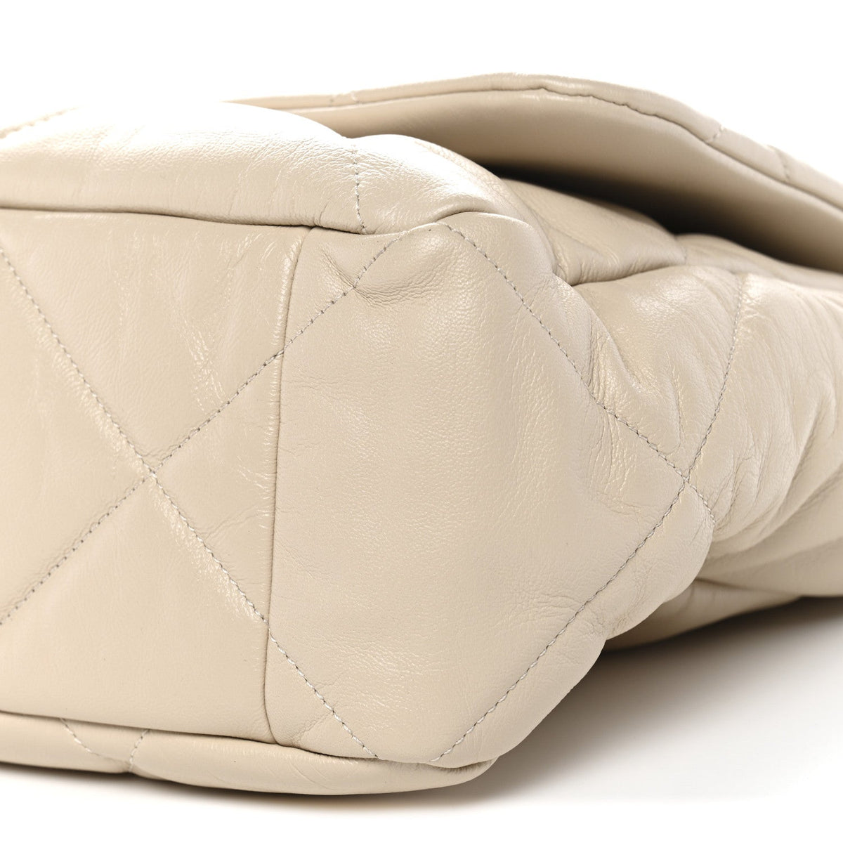 Goatskin Quilted Maxi Chanel 19 Flap Beige