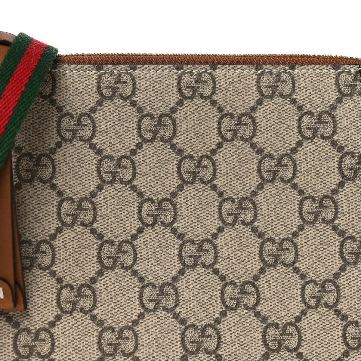 GG Supreme Monogram Textured Calfskin Small Emblem Shoulder Bag Beige Dark Brown