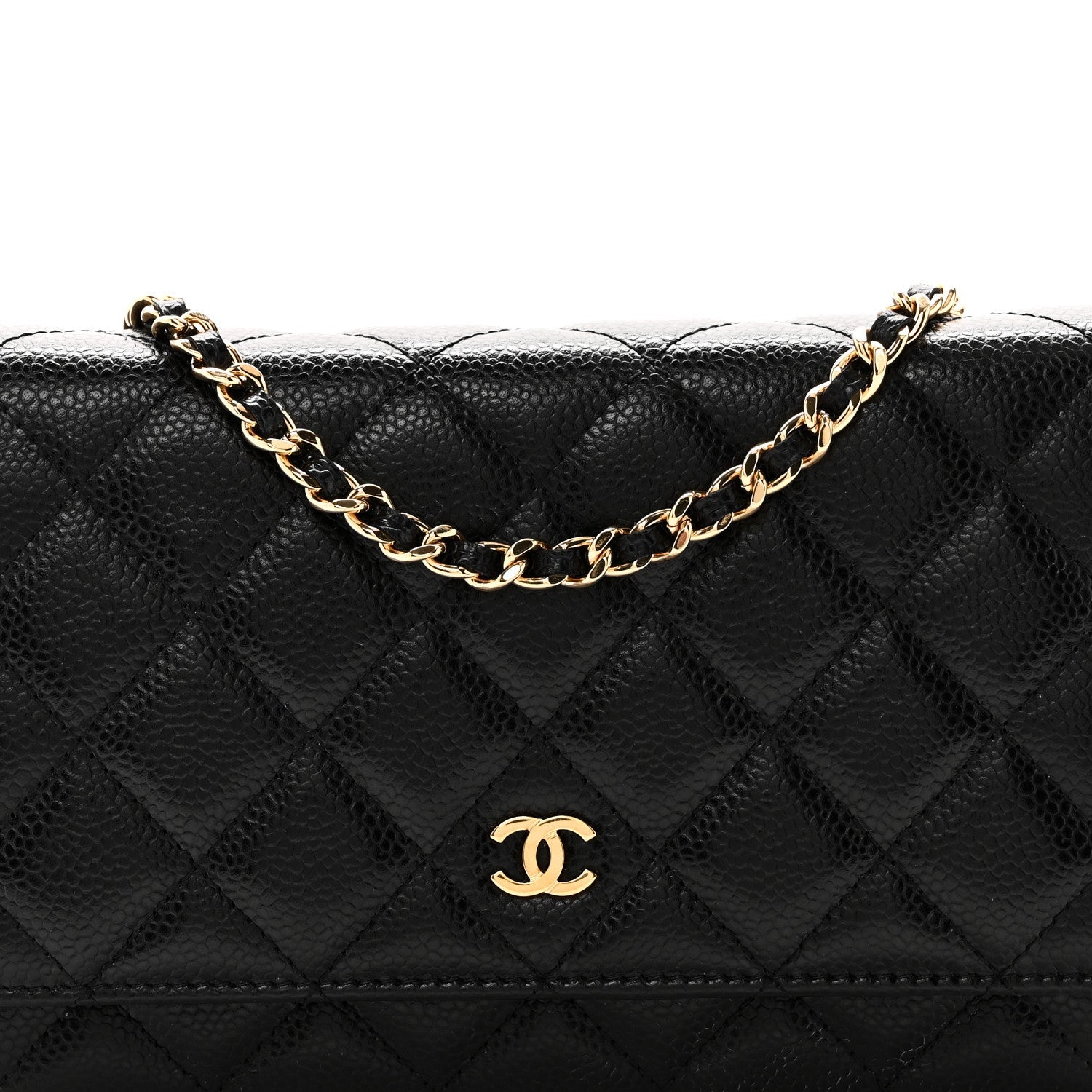 Caviar Quilted Wallet on Chain WOC Black