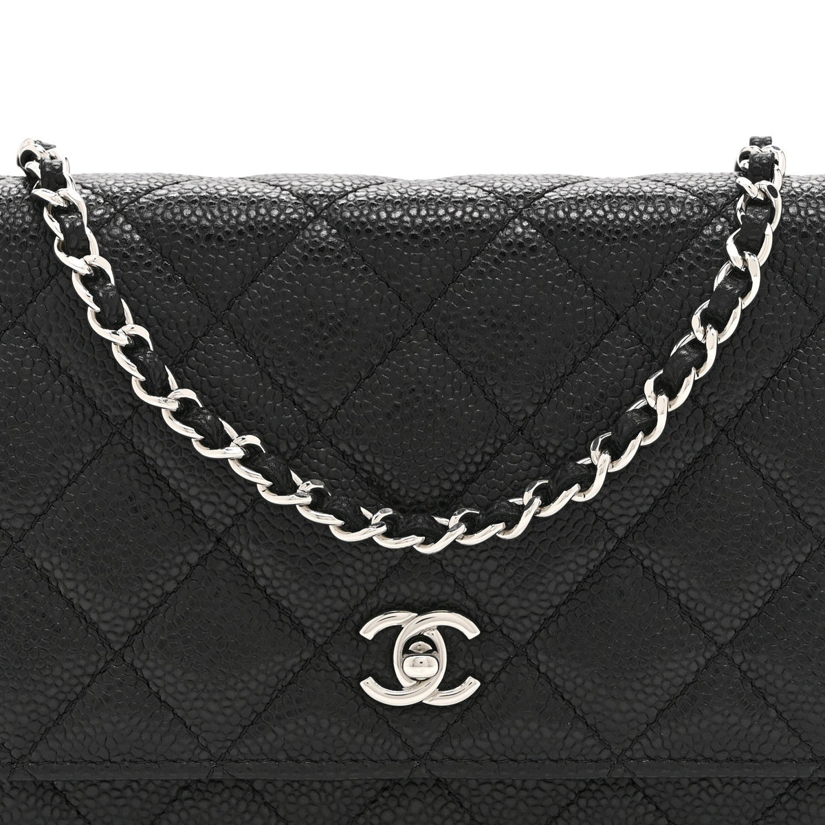 Caviar Quilted CC Turnlock Wallet On Chain WOC Black