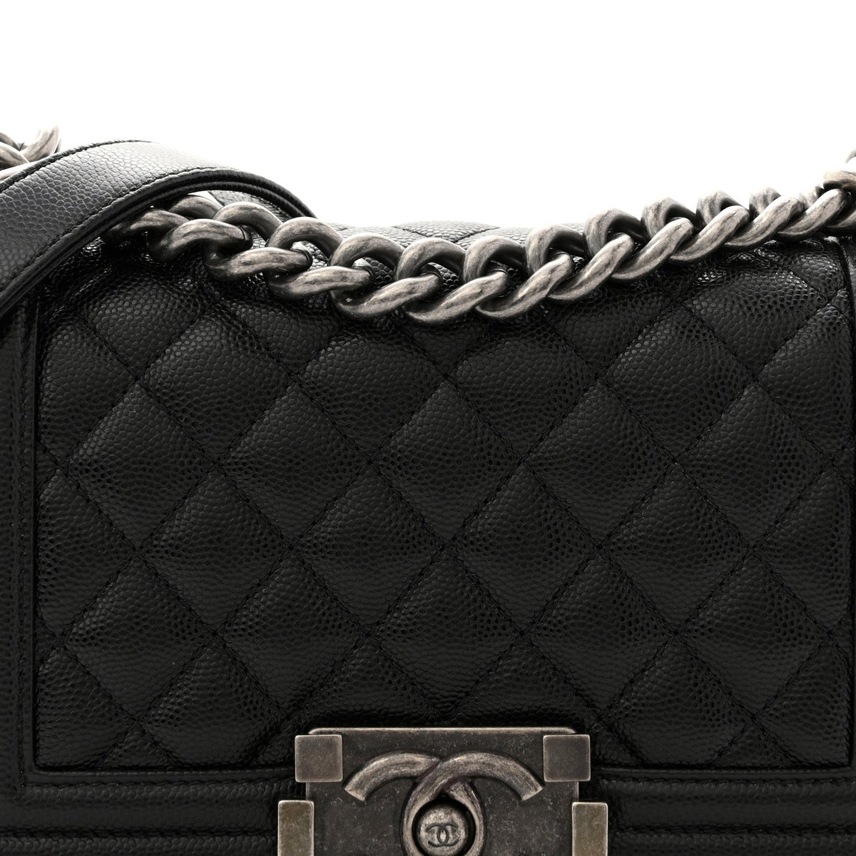 Caviar Quilted Small Boy Flap Black