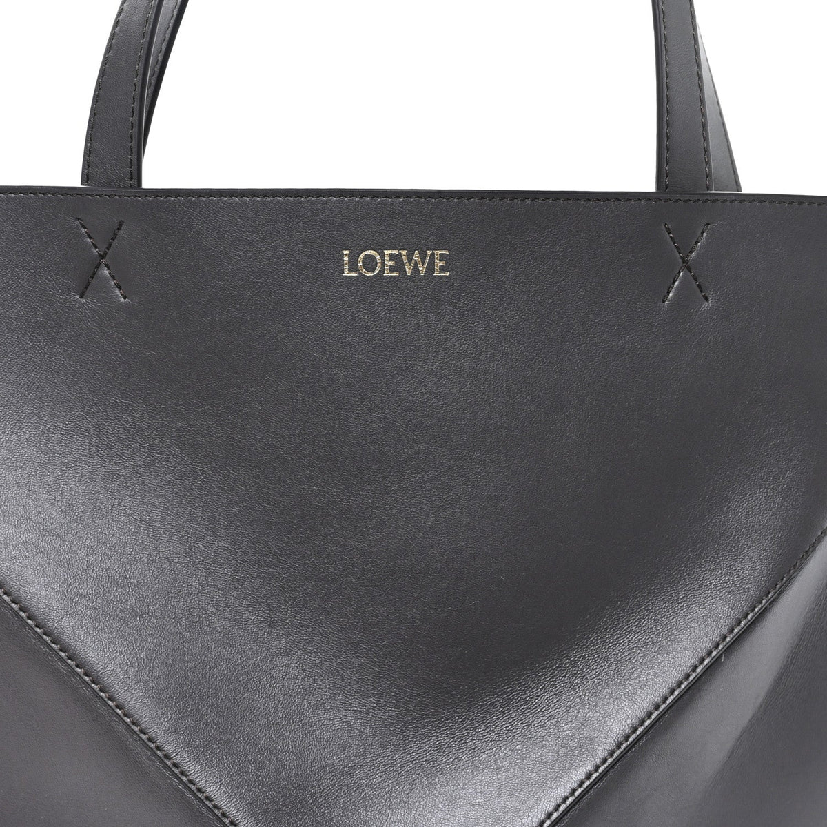 Shiny Calfskin Large Puzzle Fold Tote Dark Grey