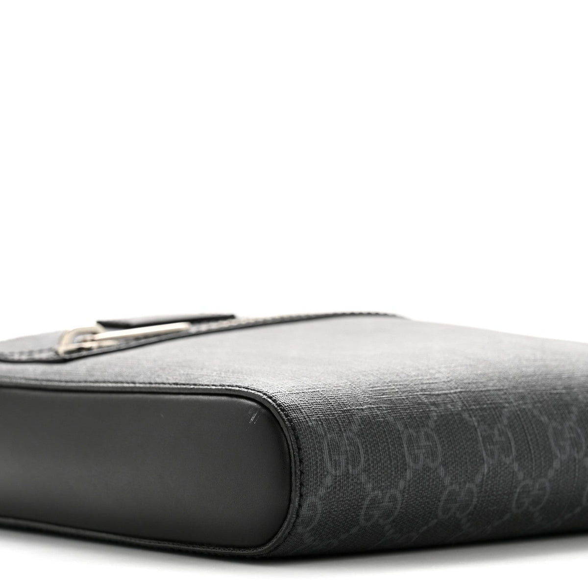 GG Supreme Monogram Web Small Flat Messenger Bag Black Grey