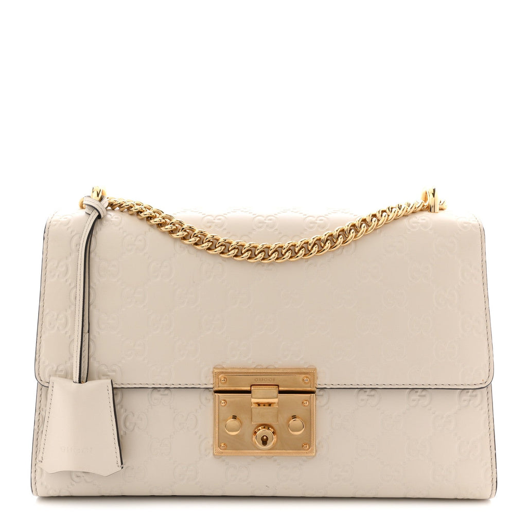 Guccissima Medium Padlock Shoulder Bag Mystic White