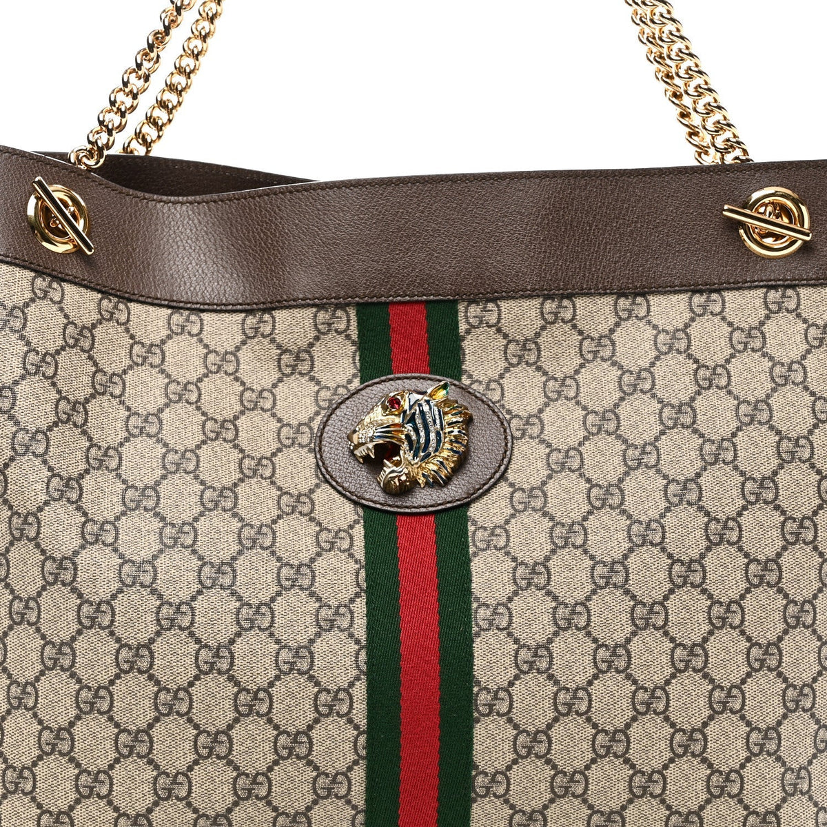GG Supreme Monogram Large Rajah Chain Tote Beige New Acero