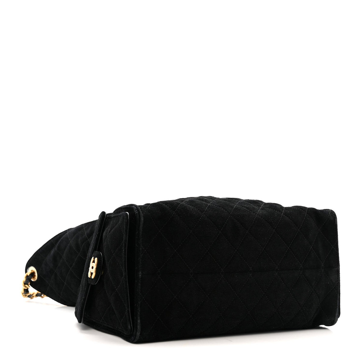 Suede Quilted Medium Chanel 25 Handbag Black