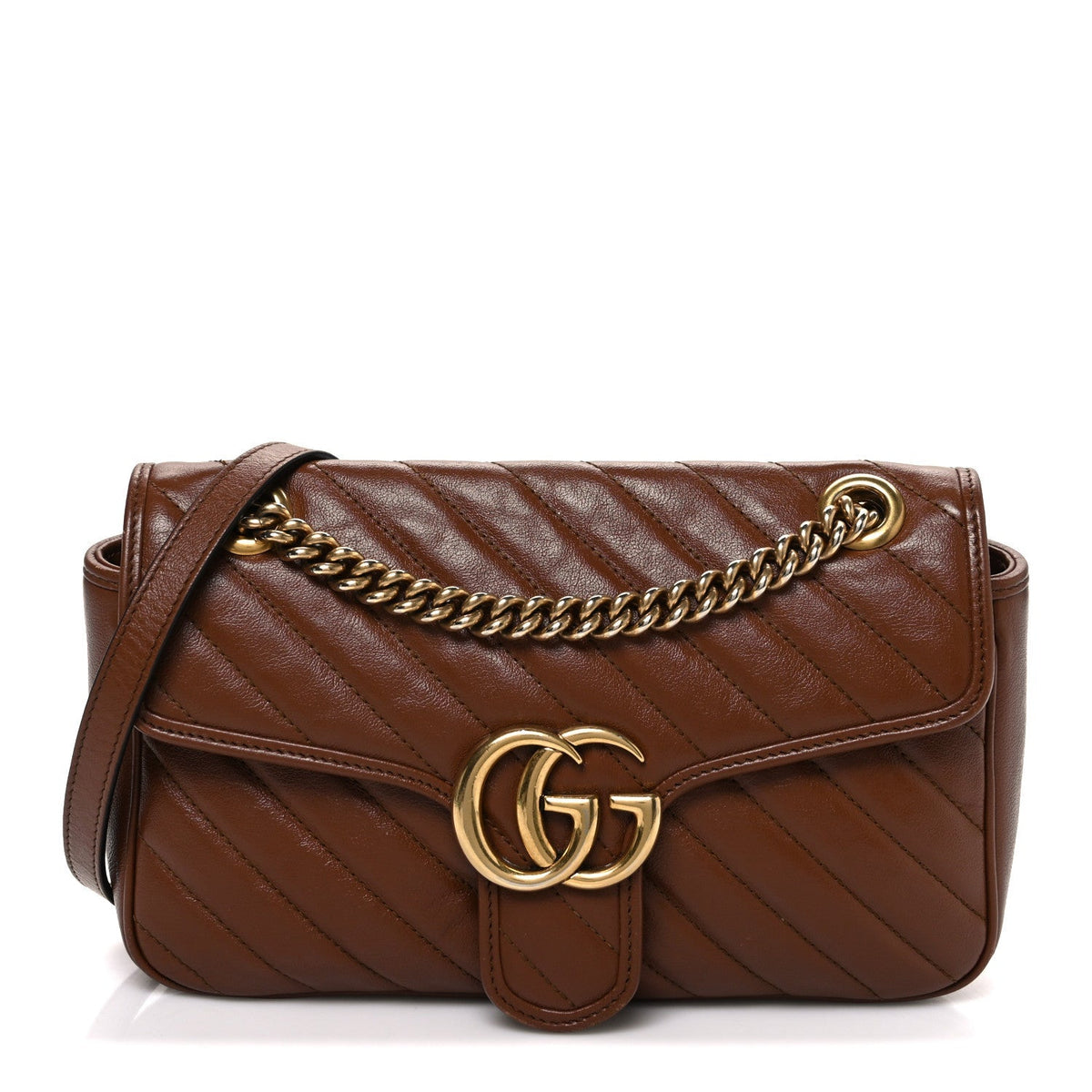 Azalea Calfskin Matelasse Diagonal Small GG Marmont Shoulder Bag Cuir