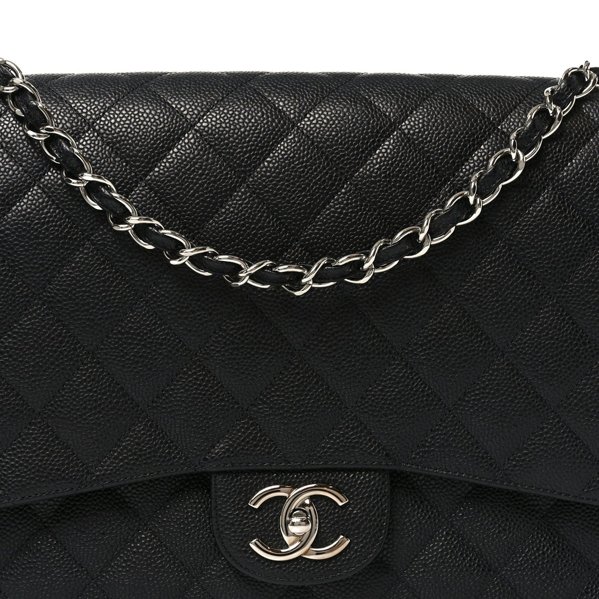 Caviar Quilted Maxi Double Flap Black