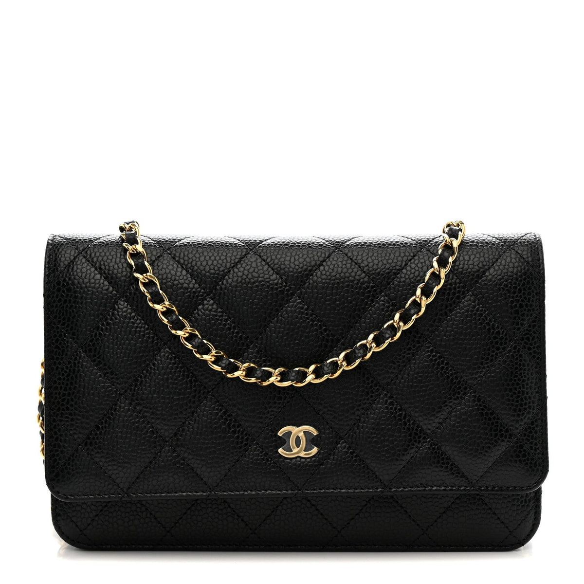 Caviar Quilted Wallet on Chain WOC Black