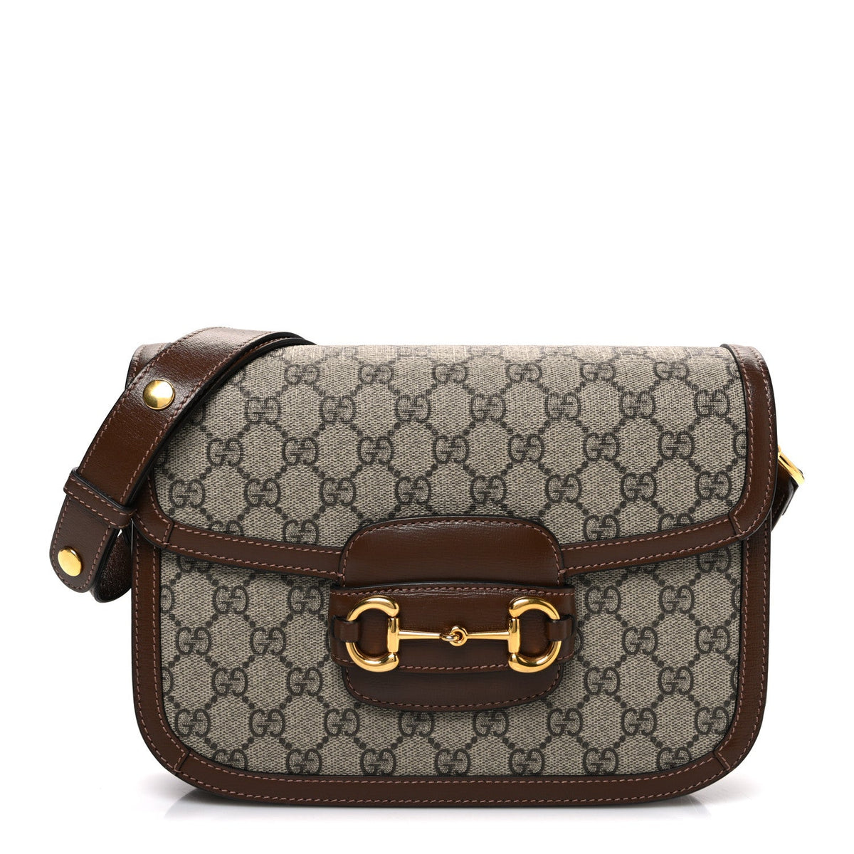 GG Supreme Monogram Horsebit 1955 Shoulder Bag Beige Brown Sugar