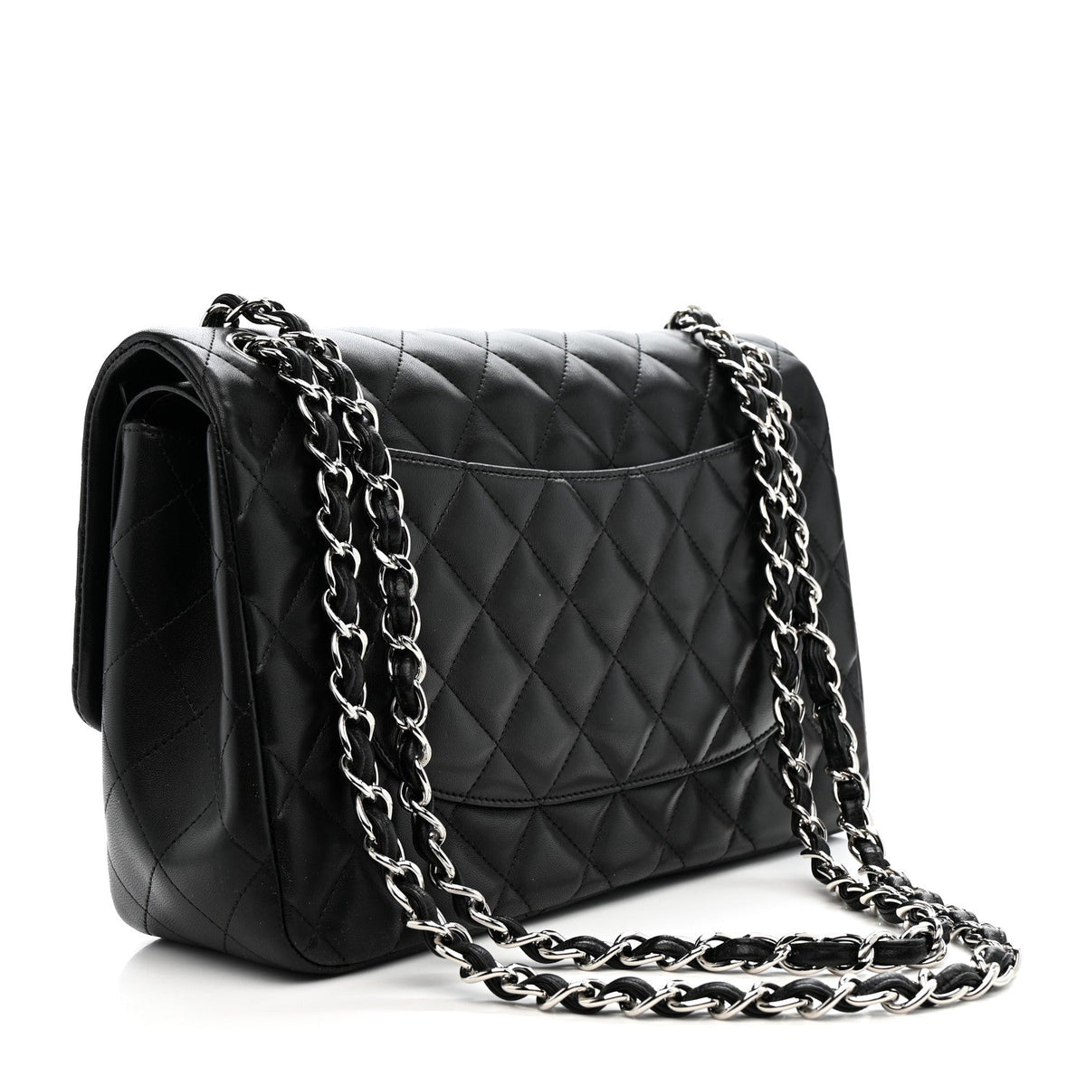 Lambskin Quilted Jumbo Double Flap Black