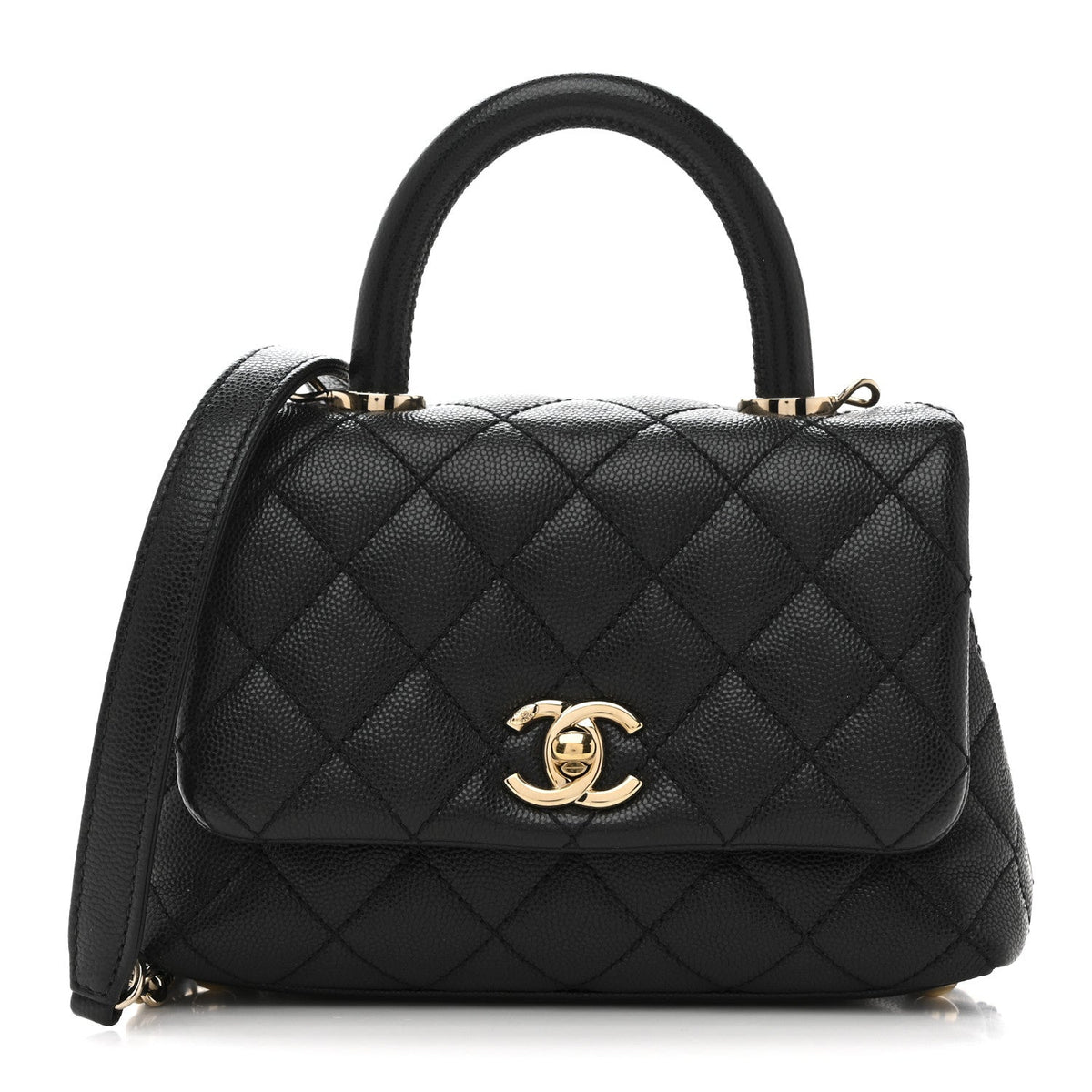 Caviar Quilted Extra Mini Coco Handle Flap Black