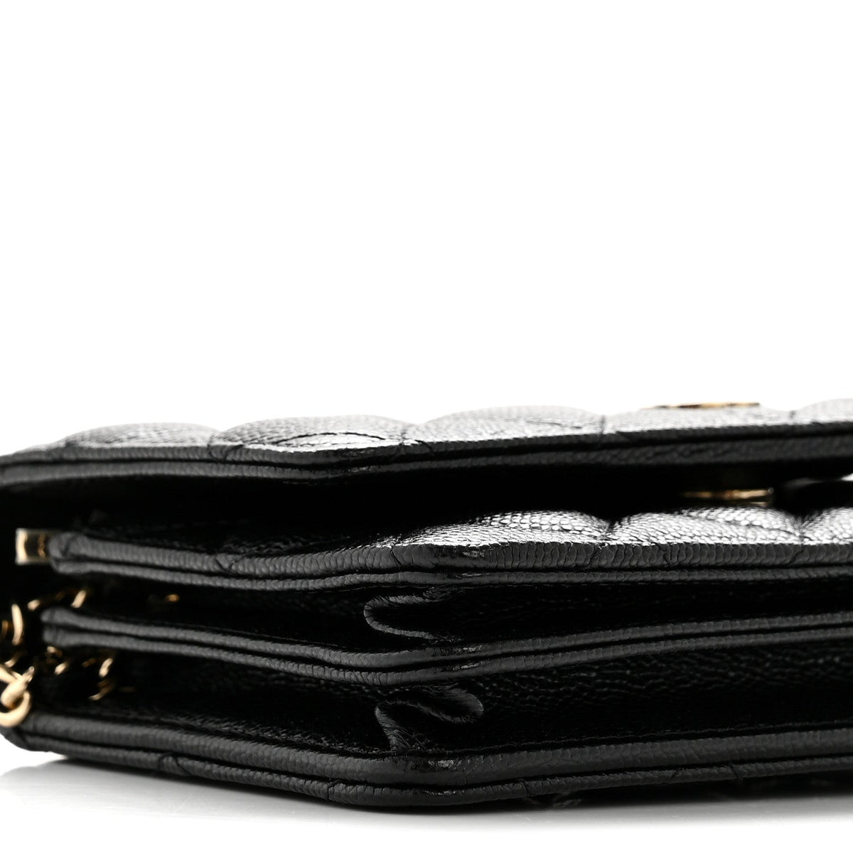 Caviar Quilted Mini Wallet On Chain WOC Black