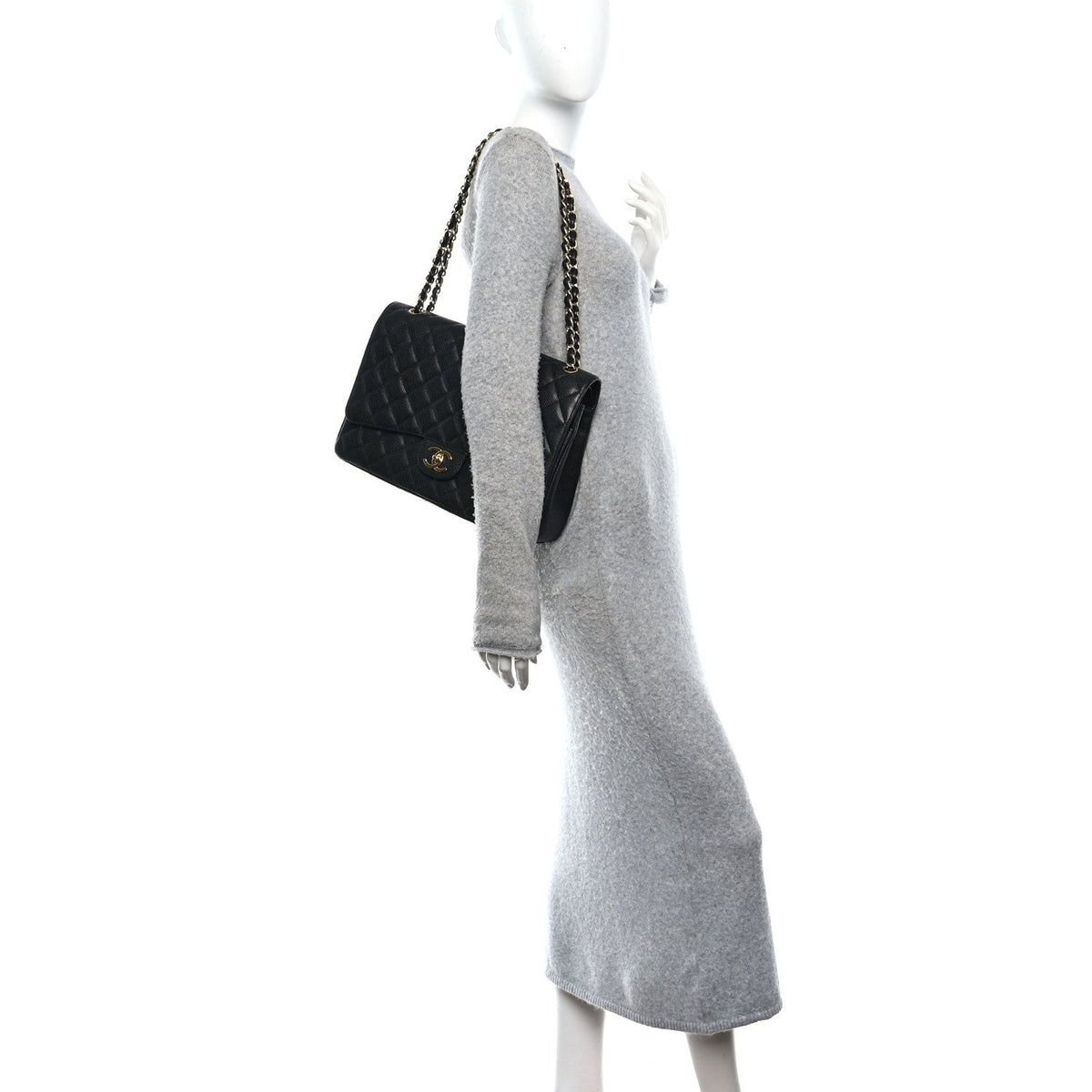 Caviar Quilted Maxi Double Flap Black