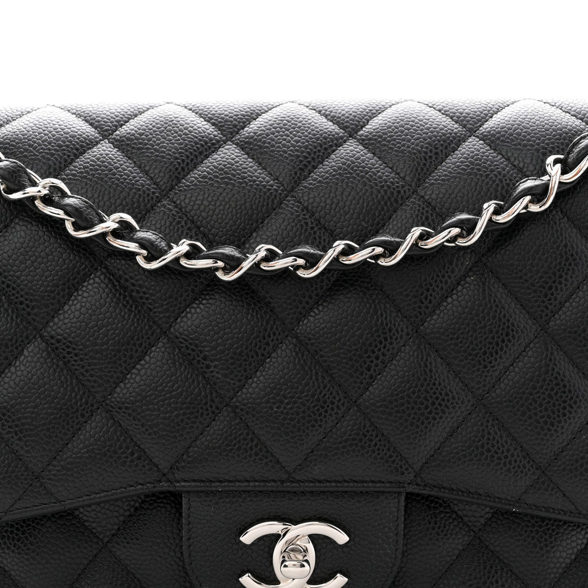 Caviar Quilted Jumbo Double Flap Black