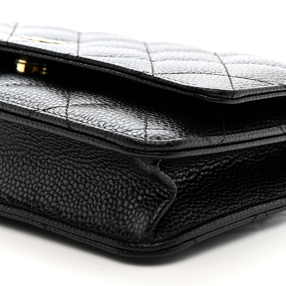 Caviar Quilted Wallet on Chain WOC Black